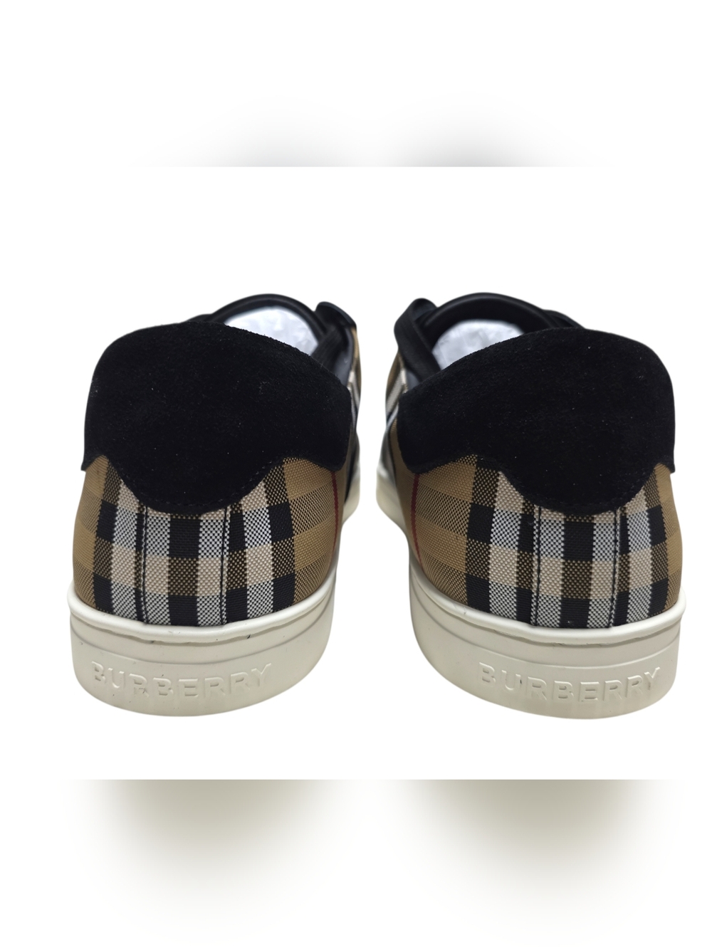 Burberry Stevie Leather & Canvas Check Sneakers - Picture 4 of 7